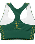 Via Venustas - Queen of the Court Longline Fitness Bra in British Racing Green/Old Gold, Fitness Bra