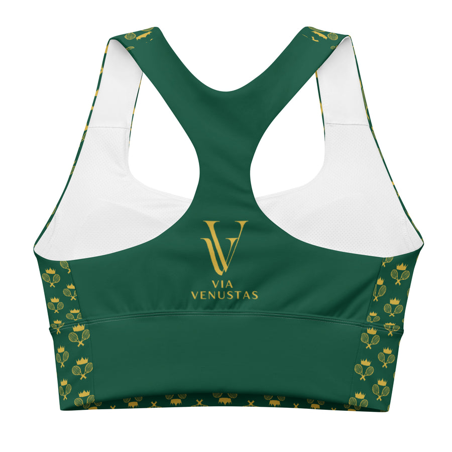 Via Venustas - Queen of the Court Longline Fitness Bra in British Racing Green/Old Gold, Fitness Bra