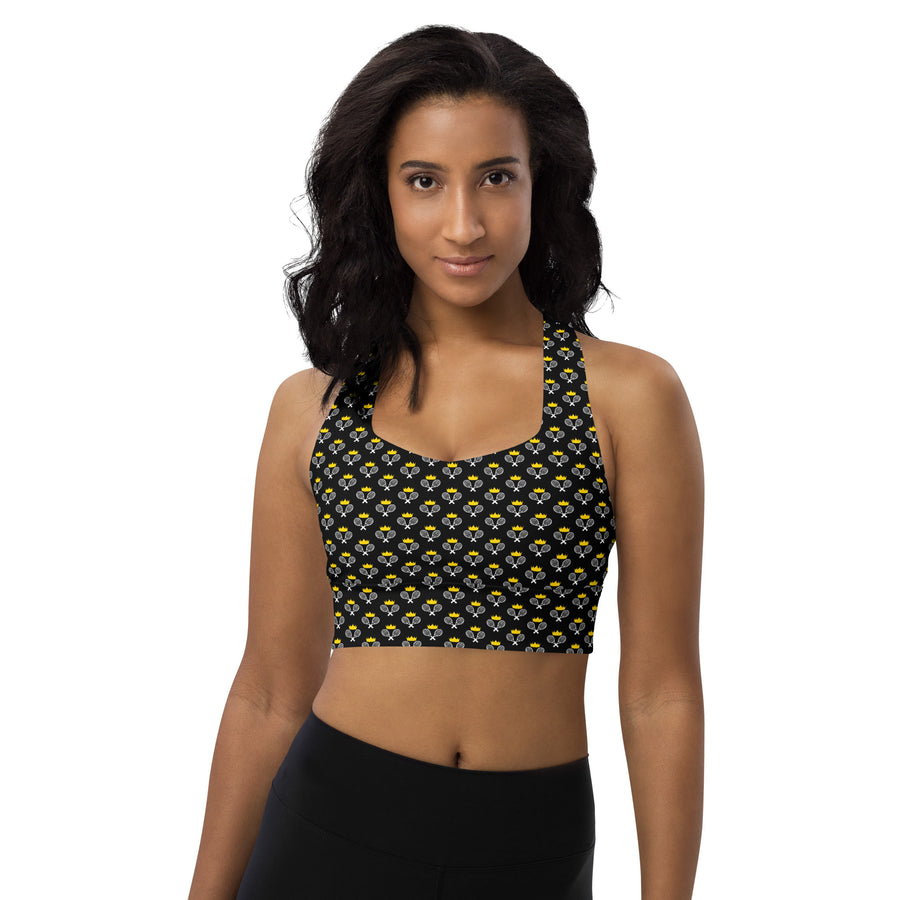 Via Venustas - "Queen of the Court" Longline Fitness Bra in Black/White, Fitness Bra