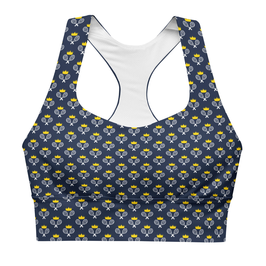 Via Venustas - "Queen of the Court" Longline Fitness Bra in Navy/White, Fitness Bra, XS