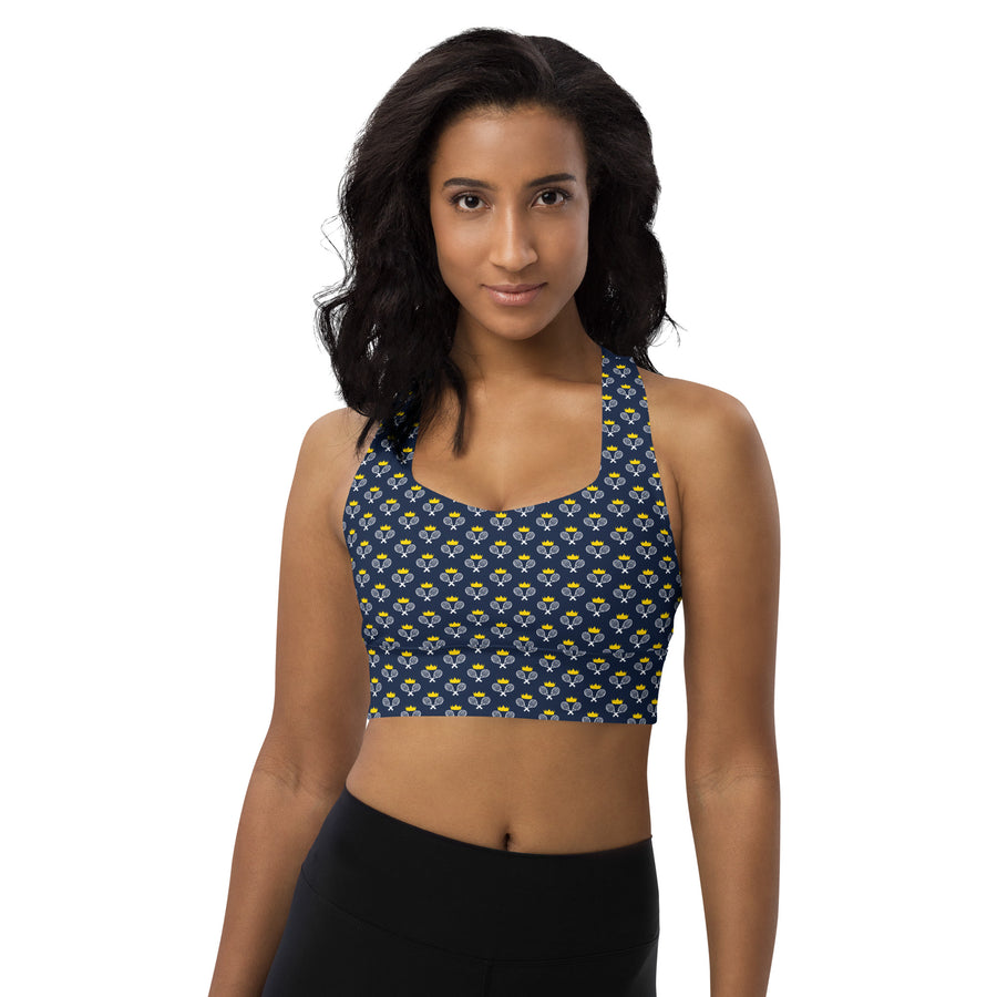 Via Venustas - "Queen of the Court" Longline Fitness Bra in Navy/White, Fitness Bra