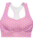 Via Venustas - "Queen of the Court" Longline Fitness Bra in Lavender Rose/White, Fitness Bra, XS