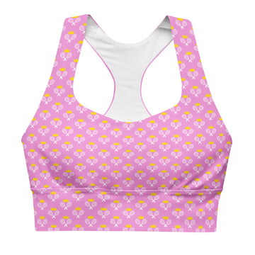 Via Venustas - "Queen of the Court" Longline Fitness Bra in Lavender Rose/White, Fitness Bra, XS