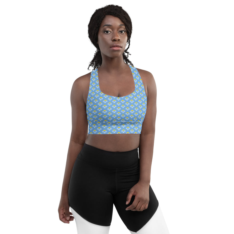 Via Venustas - "Queen of the Court" Longline Fitness Bra in Jordy Blue/White, Fitness Bra