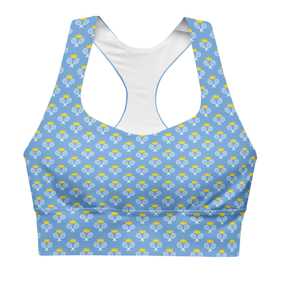 Via Venustas - "Queen of the Court" Longline Fitness Bra in Jordy Blue/White, Fitness Bra, XS