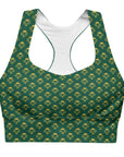 Via Venustas - Queen of the Court Longline Fitness Bra in British Racing Green/Old Gold, Fitness Bra, XS