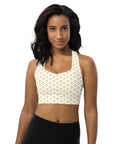 Via Venustas - "Queen of the Court" Longline Fitness Bra in White/Old Gold, Fitness Bra