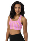 Via Venustas - "Queen of the Court" Longline Fitness Bra in Lavender Rose/White, Fitness Bra