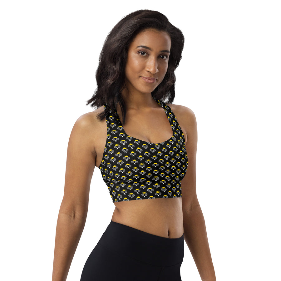 Via Venustas - "Queen of the Court" Longline Fitness Bra in Black/White, Fitness Bra