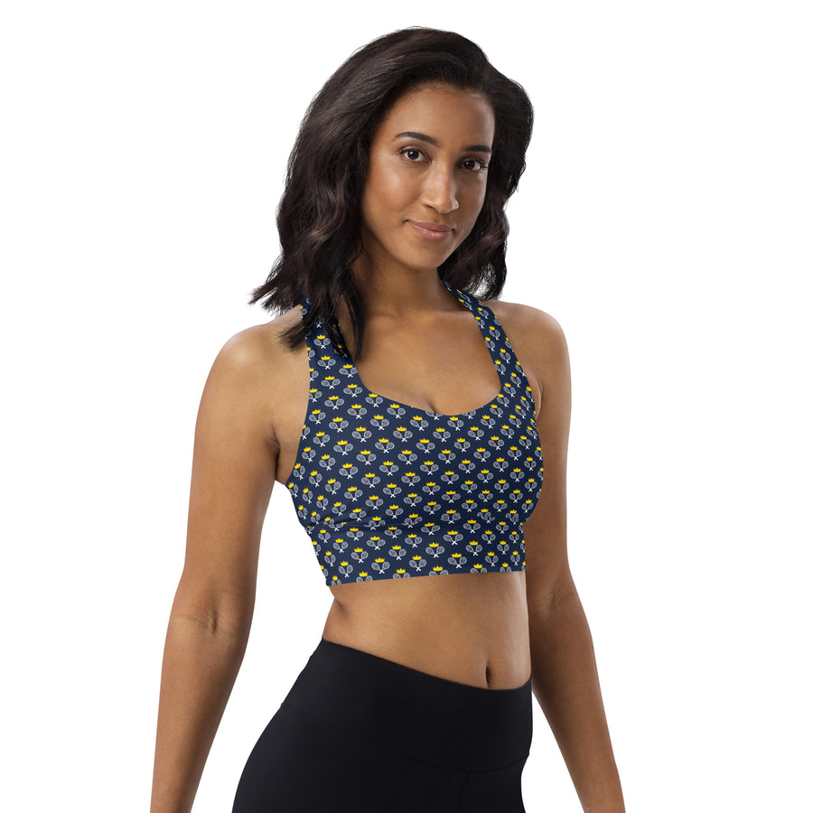 Via Venustas - "Queen of the Court" Longline Fitness Bra in Navy/White, Fitness Bra