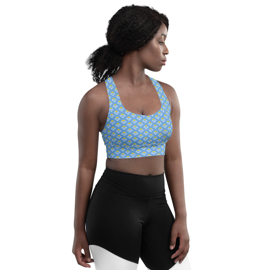 Via Venustas - "Queen of the Court" Longline Fitness Bra in Jordy Blue/White, Fitness Bra