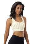 Via Venustas - "Queen of the Court" Longline Fitness Bra in White/Old Gold, Fitness Bra