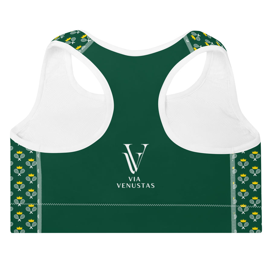 Via Venustas - "Queen of the Court" Fitness Bra in British Racing Green/White, Fitness Bra