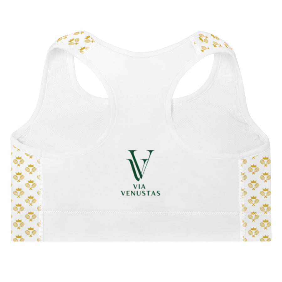 Via Venustas - "Queen of the Court" Fitness Bra in White/Old Gold, Fitness Bra