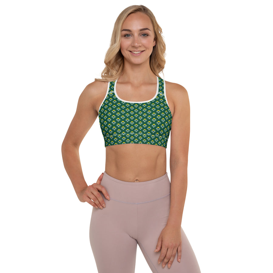 Via Venustas - "Queen of the Court" Fitness Bra in British Racing Green/White, Fitness Bra, XS