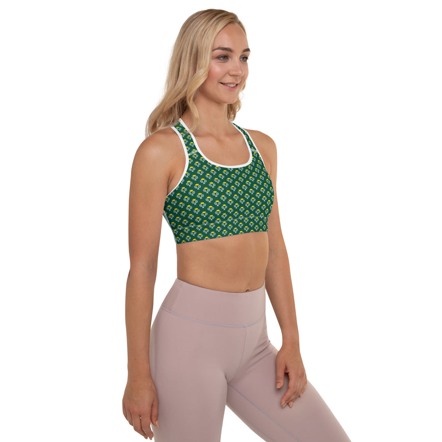 Via Venustas - "Queen of the Court" Fitness Bra in British Racing Green/White, Fitness Bra