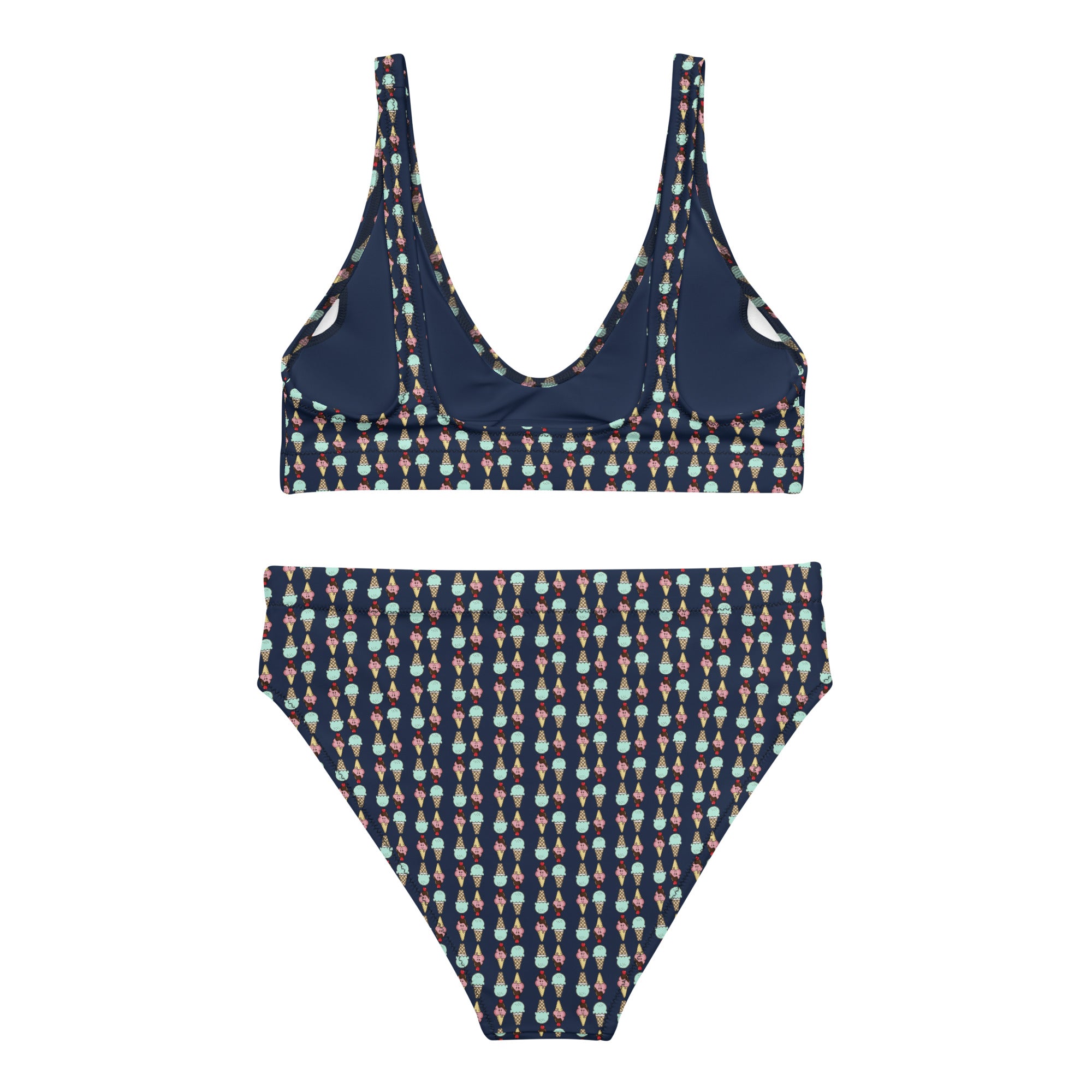 Via Venustas - Ice Cream Paradise High-Waisted Bikini in Navy, Swimwear
