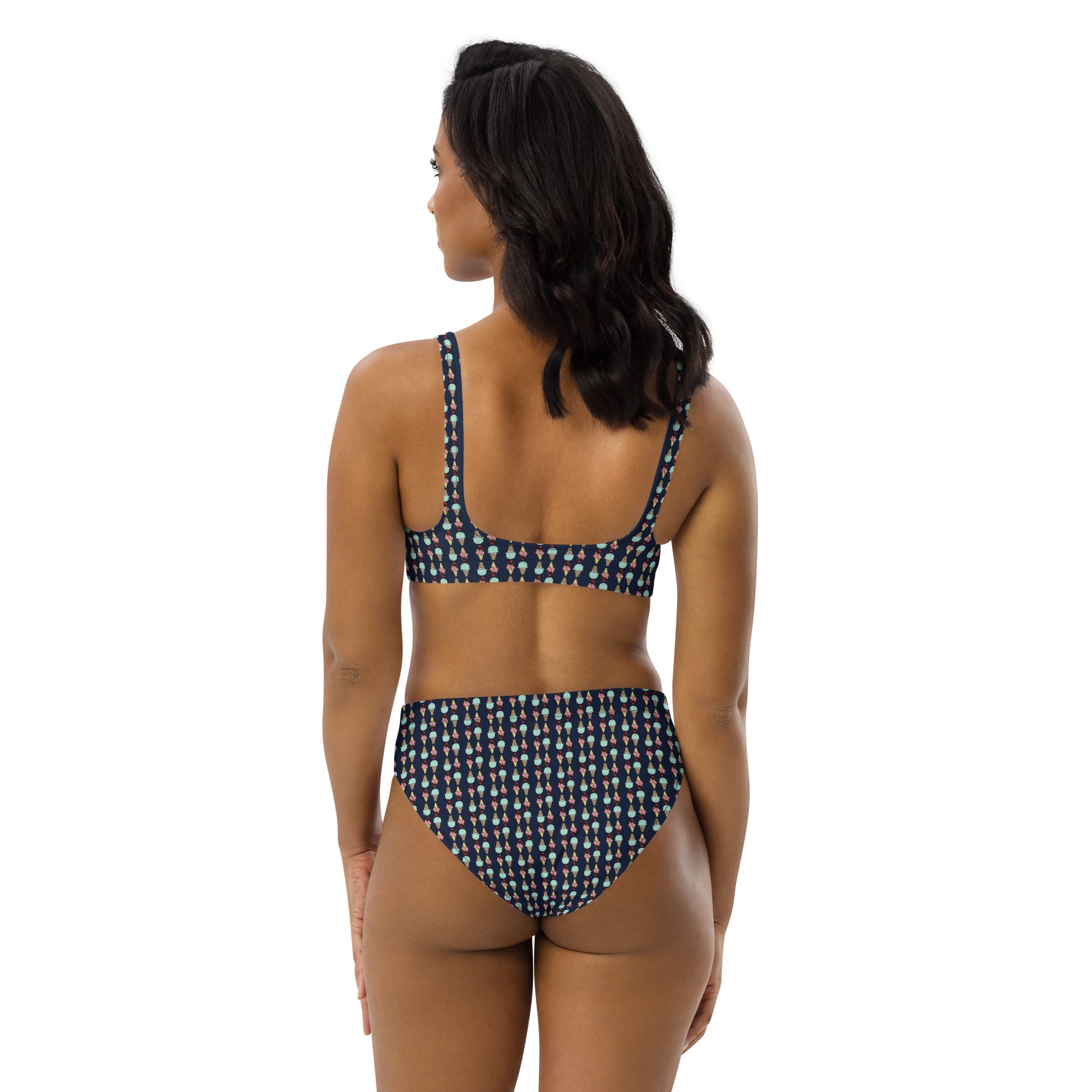 Via Venustas - Ice Cream Paradise High-Waisted Bikini in Navy, Swimwear