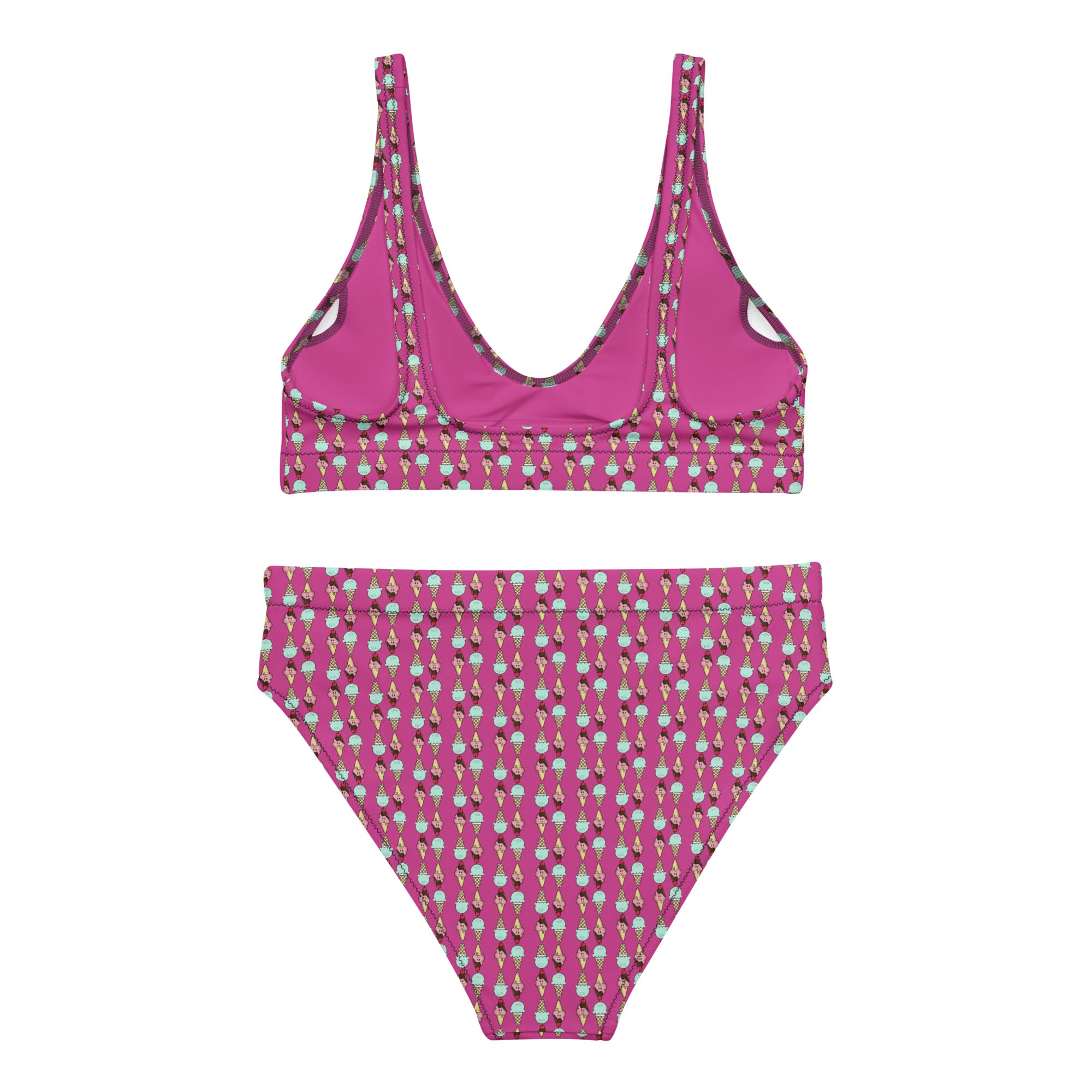 Via Venustas - Ice Cream Paradise High-Waisted Bikini in Deep Cerise, Swimwear