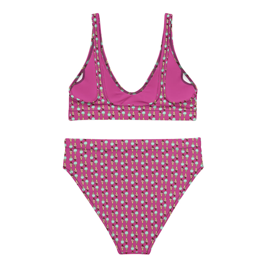 Via Venustas - Ice Cream Paradise High-Waisted Bikini in Deep Cerise, Swimwear