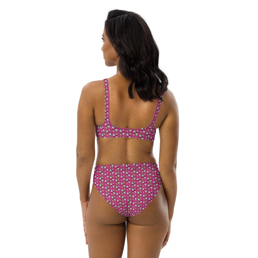 Via Venustas - Ice Cream Paradise High-Waisted Bikini in Deep Cerise, Swimwear
