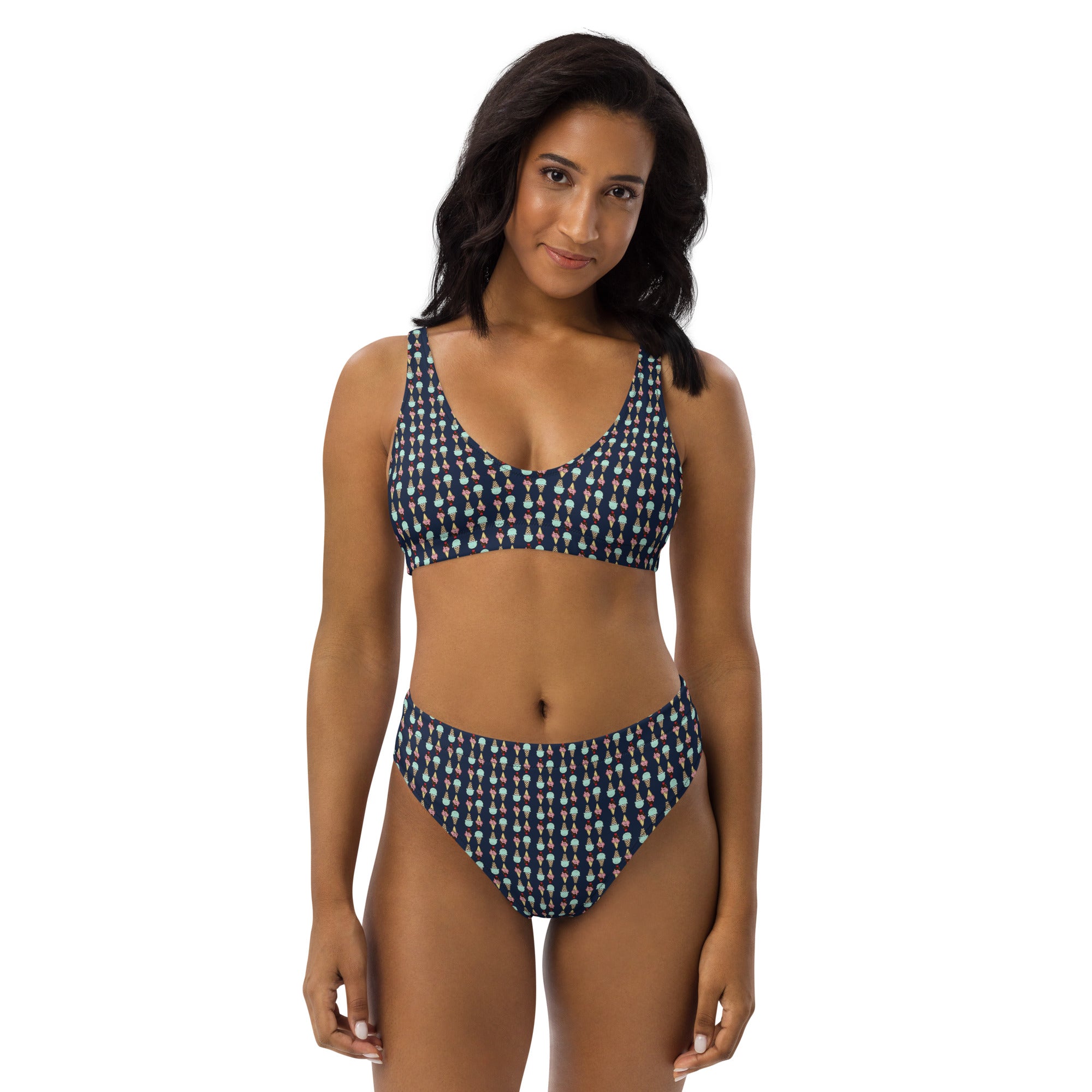 Via Venustas - Ice Cream Paradise High-Waisted Bikini in Navy, Swimwear