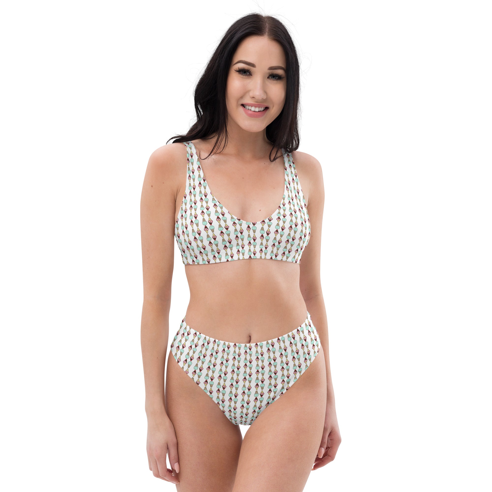 Via Venustas - Ice Cream Paradise High-Waisted Bikini in White, Swimwear
