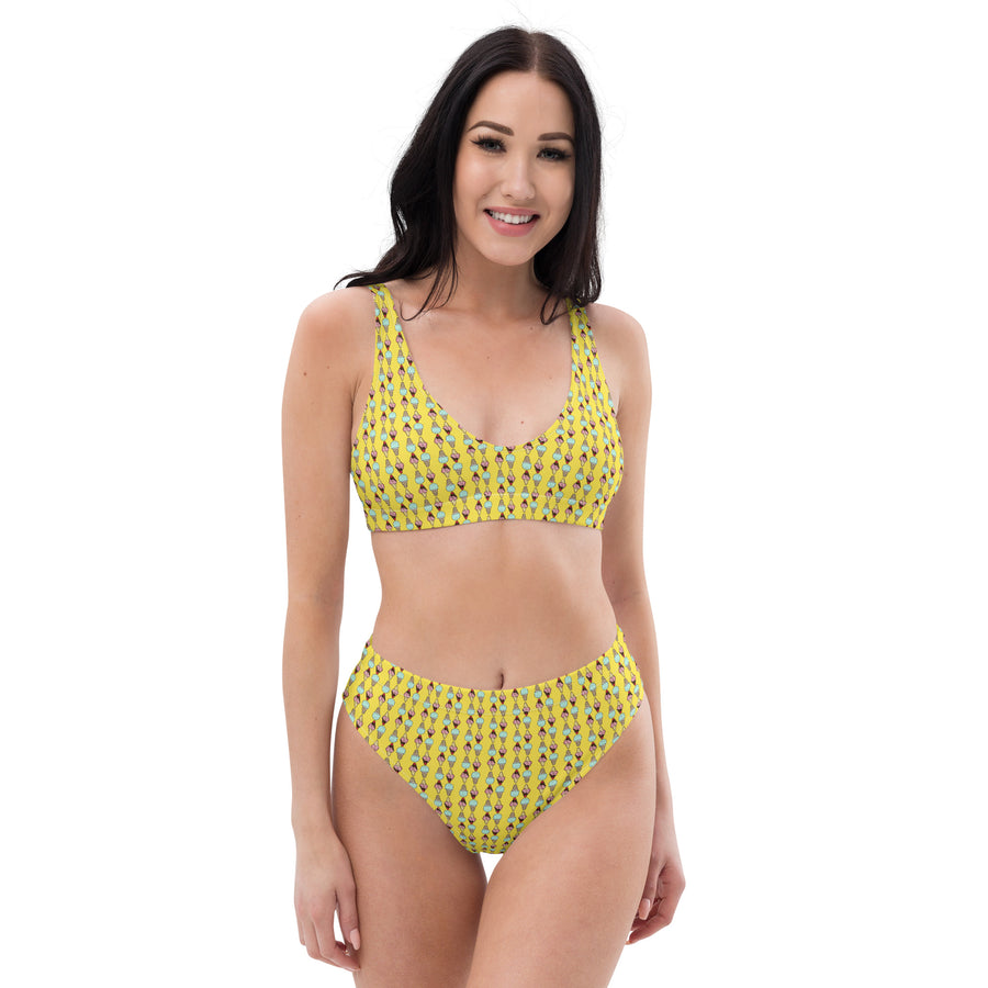 Via Venustas - Ice Cream Paradise High-Waisted Bikini in Paris Daisy, Swimwear, XS
