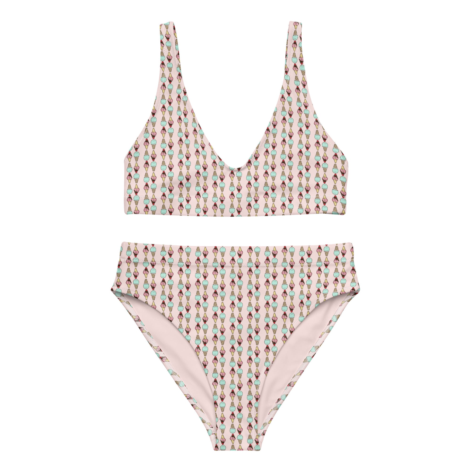 Via Venustas - Ice Cream Paradise High-Waisted Bikini in Misty Rose, Swimwear