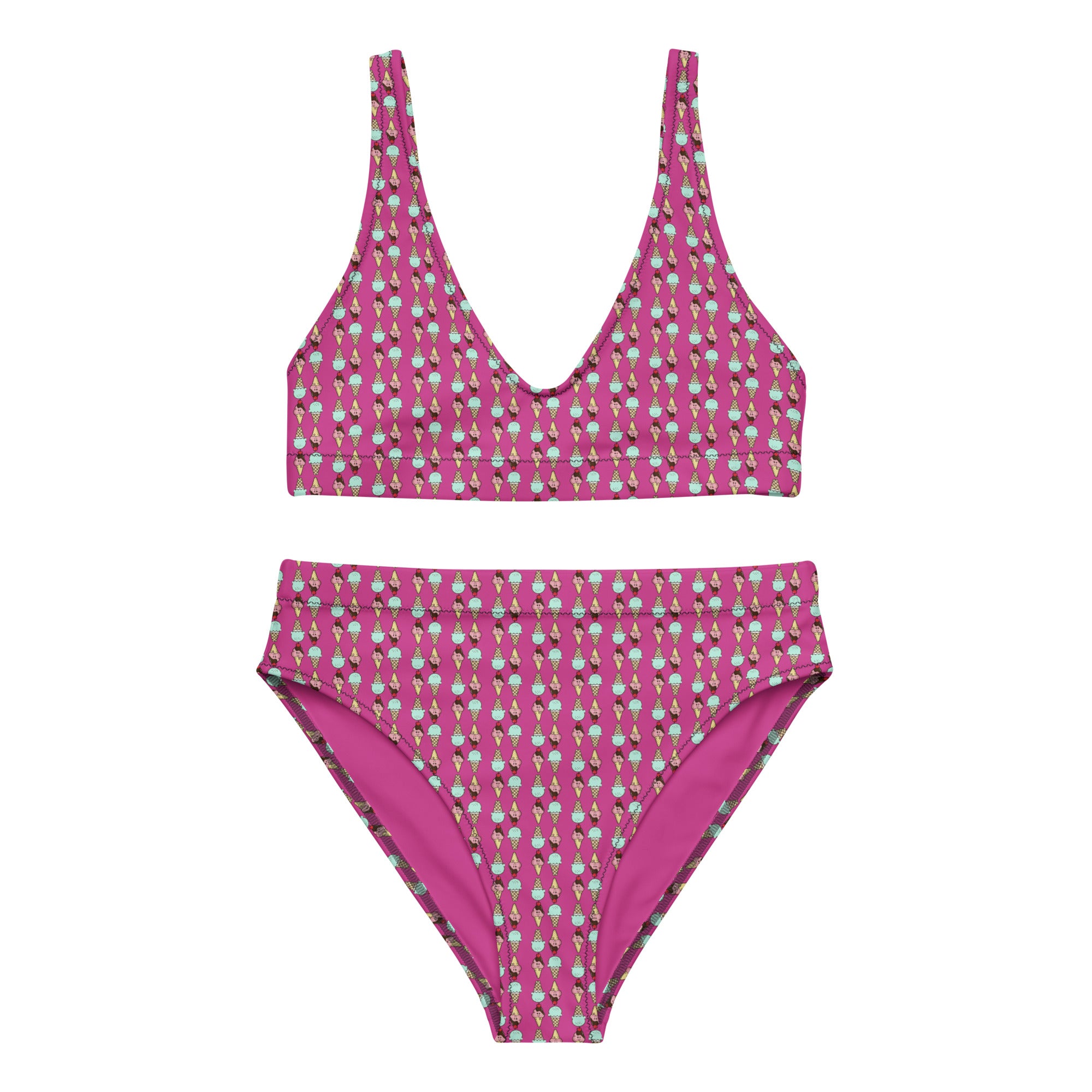 Via Venustas - Ice Cream Paradise High-Waisted Bikini in Deep Cerise, Swimwear