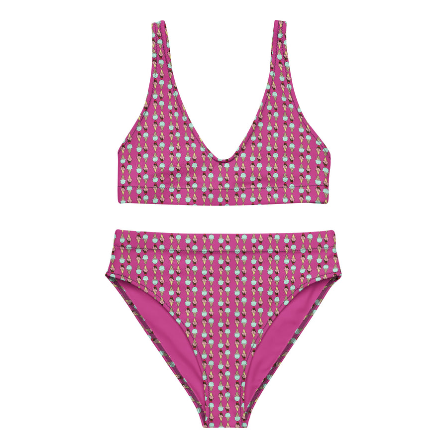 Via Venustas - Ice Cream Paradise High-Waisted Bikini in Deep Cerise, Swimwear