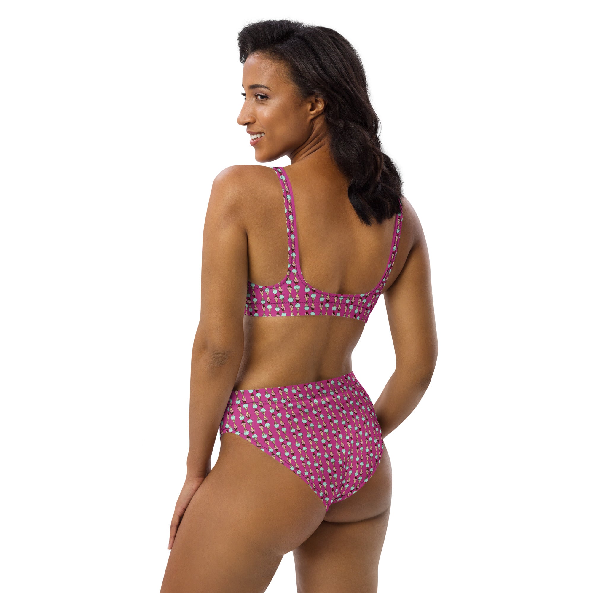 Via Venustas - Ice Cream Paradise High-Waisted Bikini in Deep Cerise, Swimwear