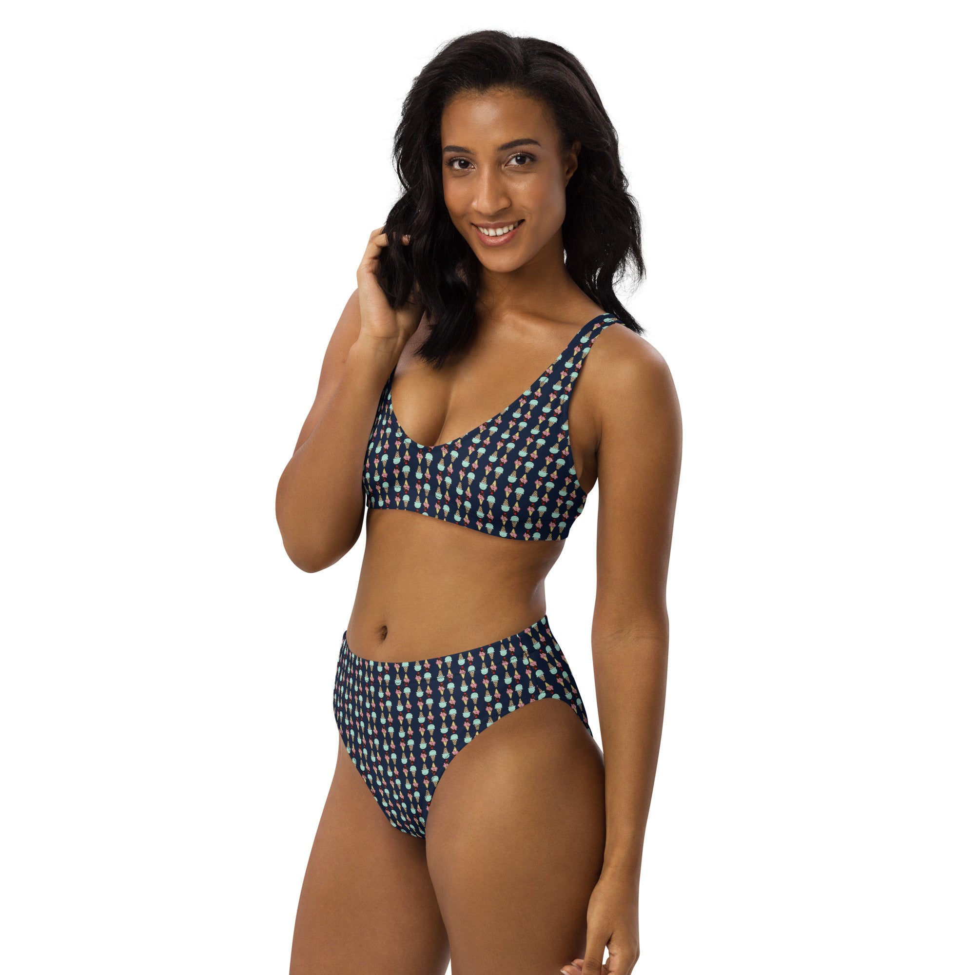 Via Venustas - Ice Cream Paradise High-Waisted Bikini in Navy, Swimwear
