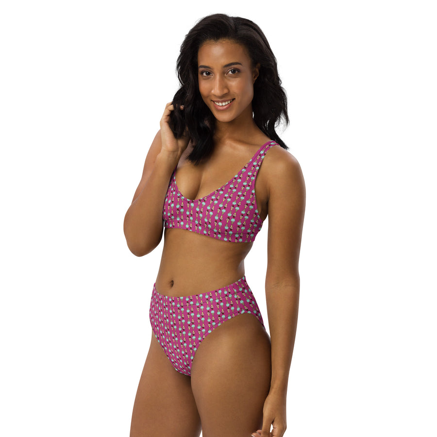 Via Venustas - Ice Cream Paradise High-Waisted Bikini in Deep Cerise, Swimwear