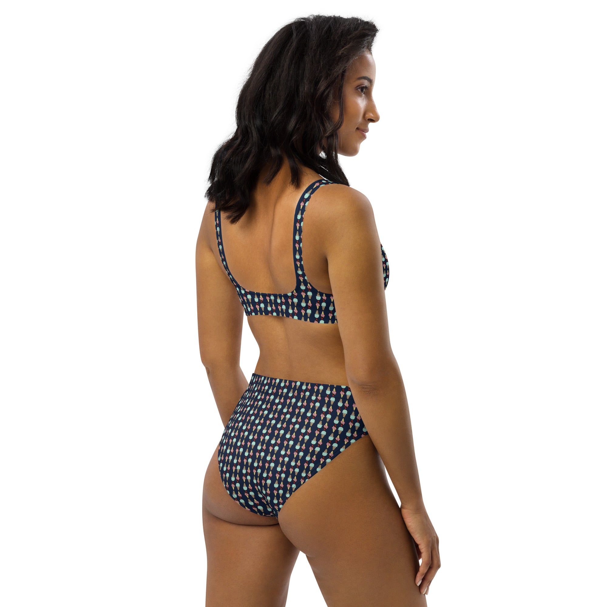Via Venustas - Ice Cream Paradise High-Waisted Bikini in Navy, Swimwear