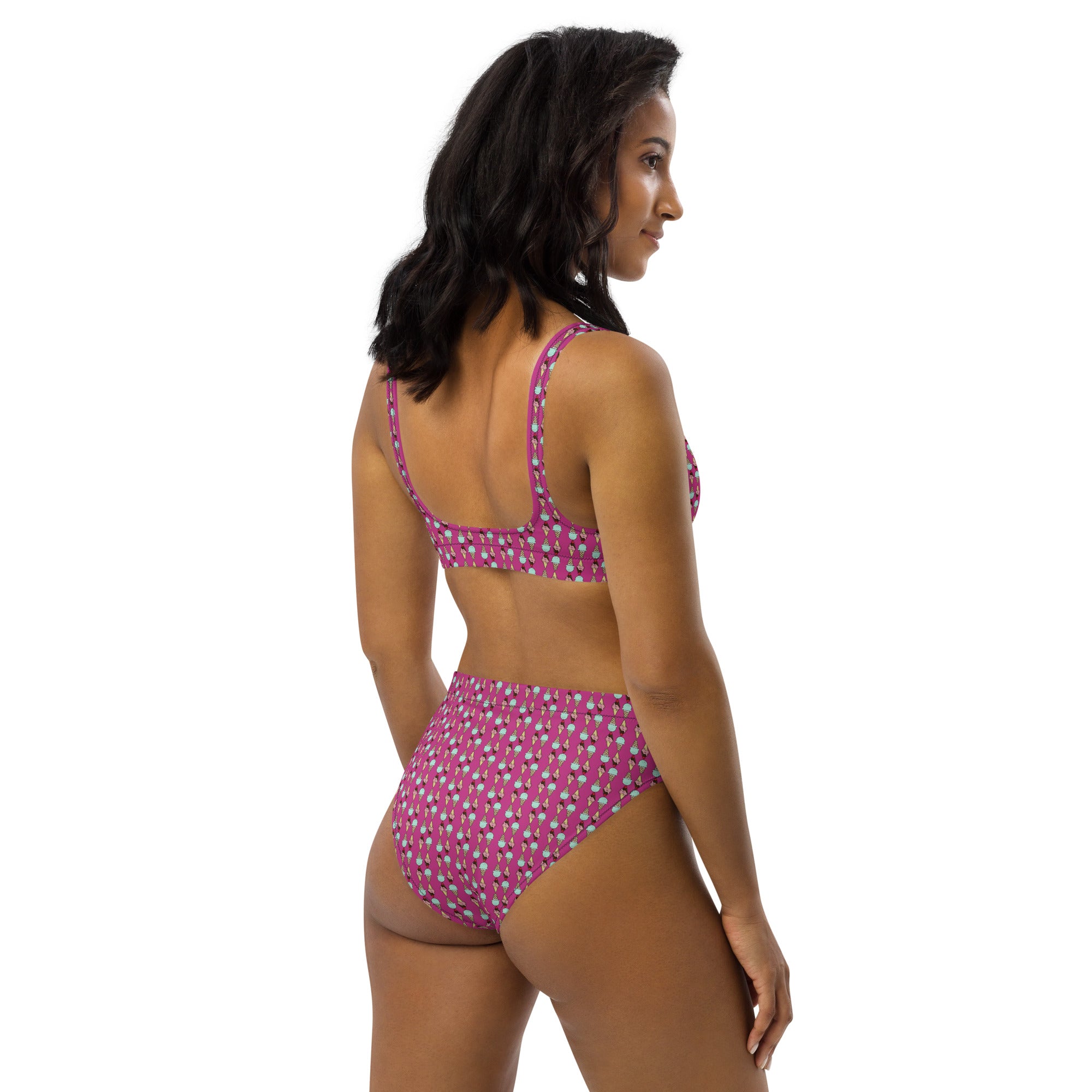Via Venustas - Ice Cream Paradise High-Waisted Bikini in Deep Cerise, Swimwear