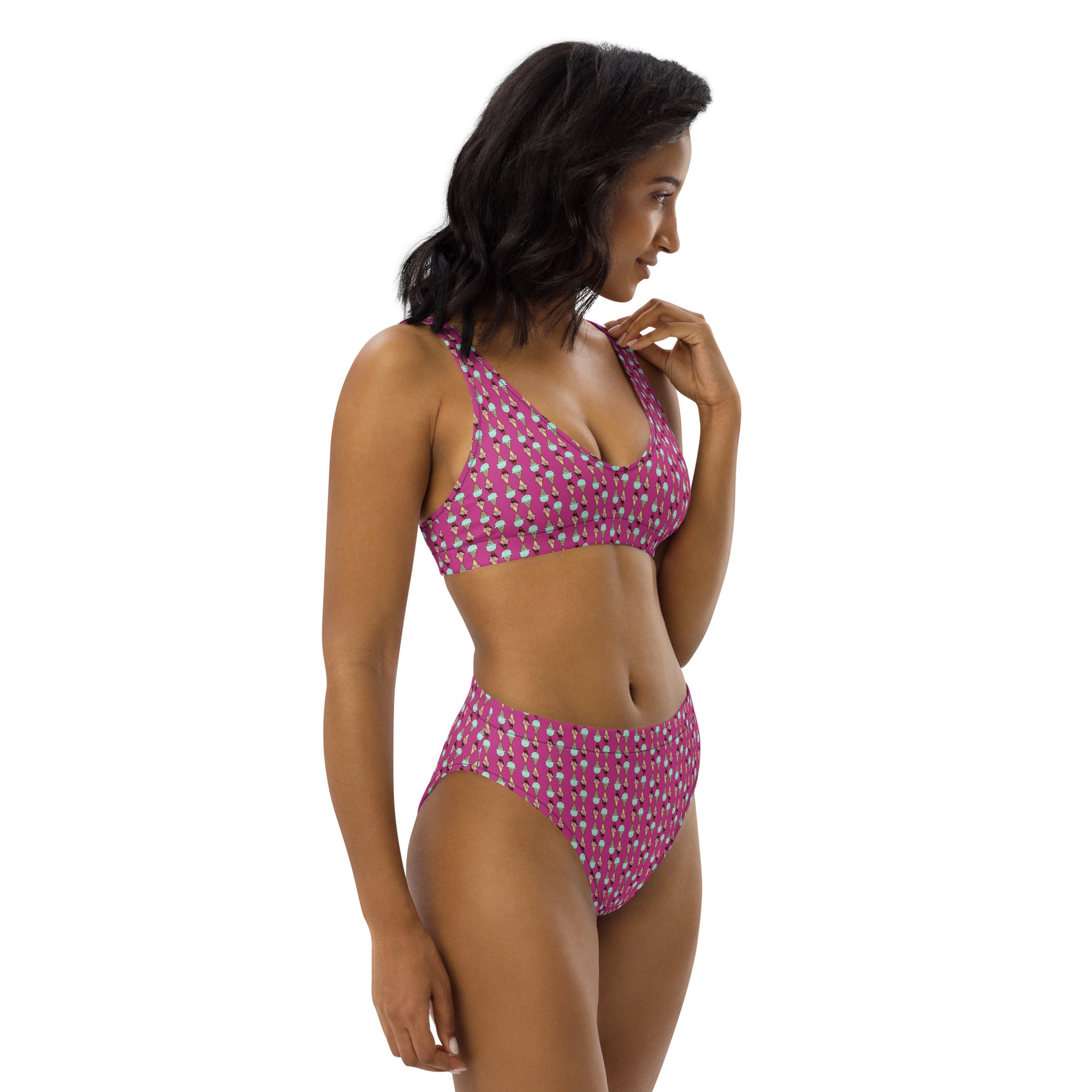 Via Venustas - Ice Cream Paradise High-Waisted Bikini in Deep Cerise, Swimwear