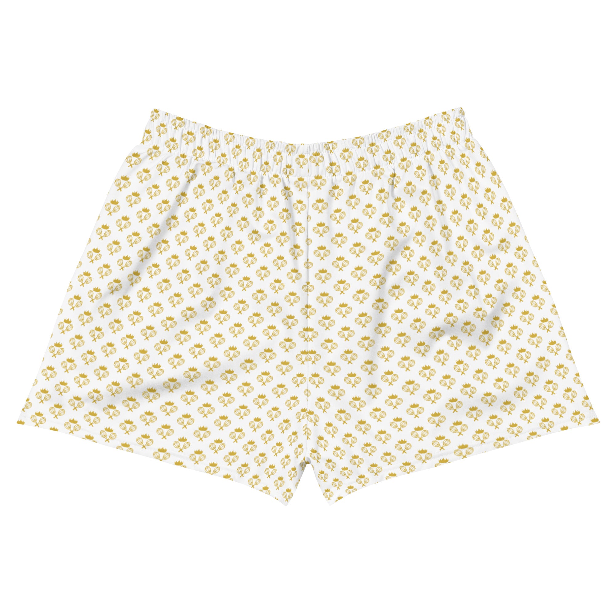 Via Venustas - "Queen of the Court" Athletic Shorts in White/Old Gold, Athletic Shorts