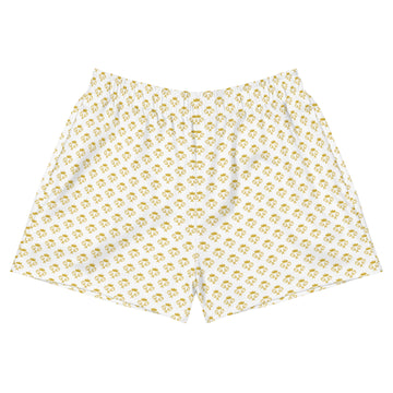 Via Venustas - "Queen of the Court" Athletic Shorts in White/Old Gold, Athletic Shorts, XS