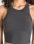 Via Venustas - Racerback Cropped Sports Tank, Fitness Top, Gray / 4